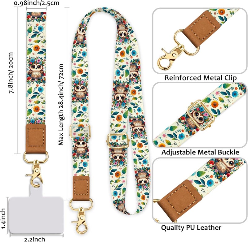 Yonlevres Phone Lanyard Crossbody Strap, Floral Owl Cell Phone Lanyards for around the Neck Wristlet Wrist Strap Animal Adjustable for Keys Case Accessories Travel Essentials - Image 5